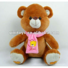 100% peluche encantador del oso de peluche de la historieta del algodón con la bufanda